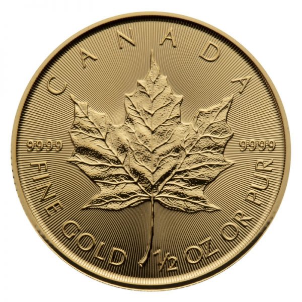 1/2 oz Canadian Maple Leaf Gold Coin .9999 Random Year